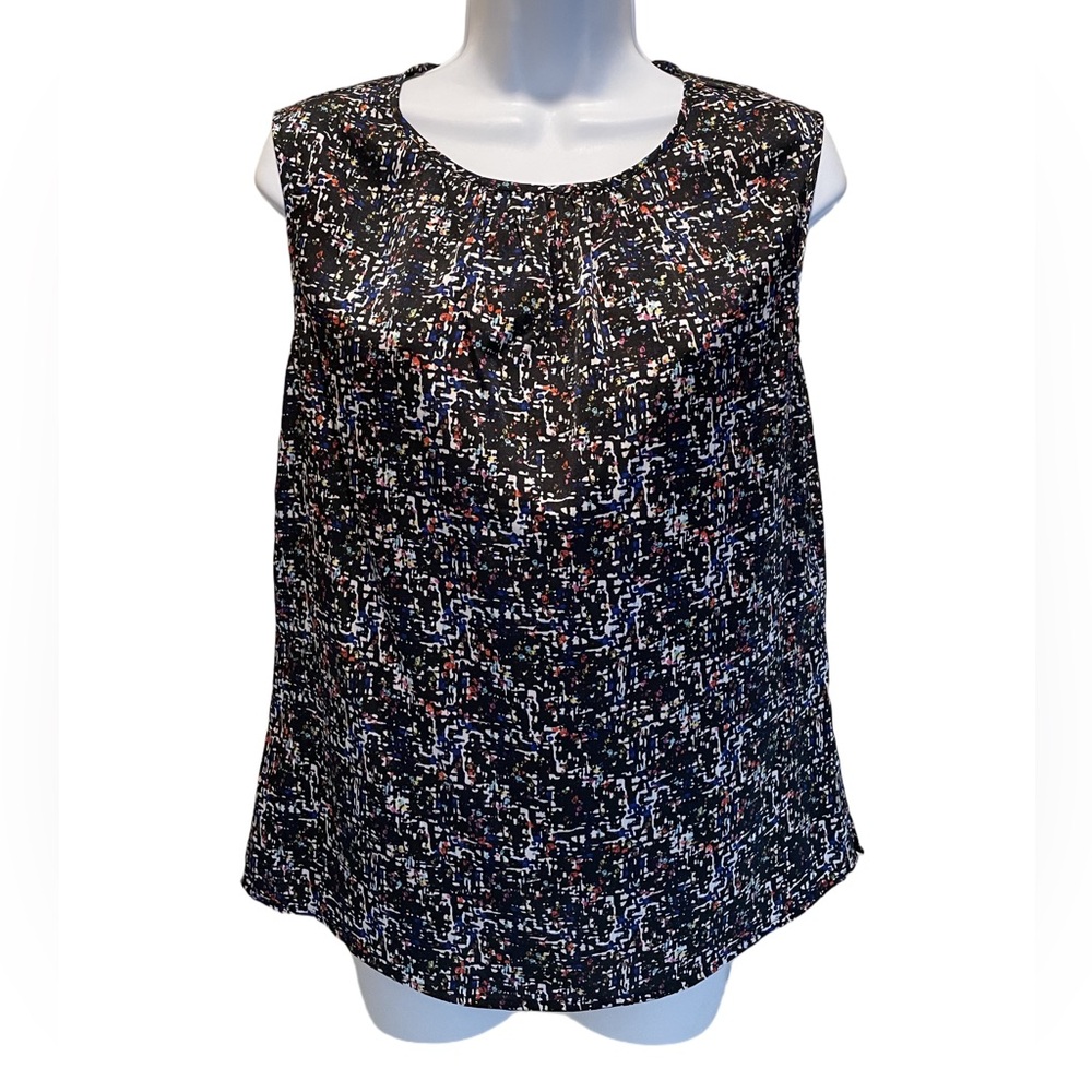 Tahari Arthur S. Levine multi colored, sleeveless blouse. Size S.